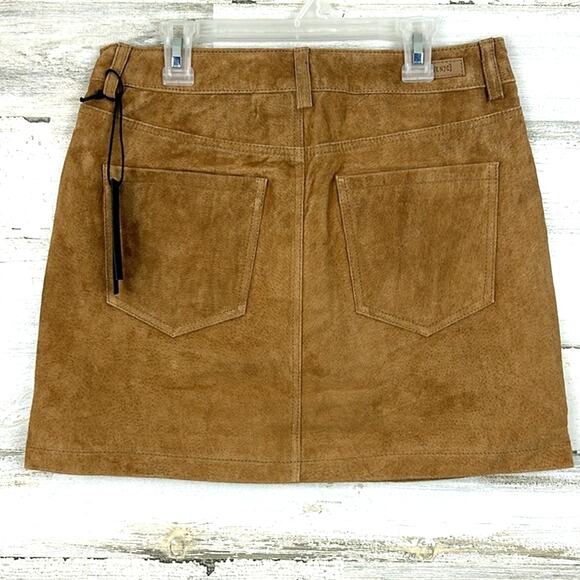 Blank NYC by Free People Women’s 26 Pecan Suede Leather Boho Mini Skirt NEW - Picture 4 of 7